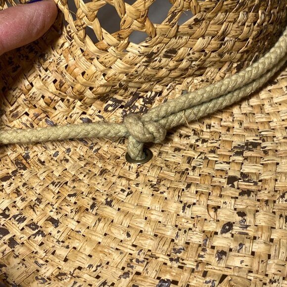 Cov/Ver Your World sun hat rattan turquoise stone adjustable chin strap Sm/M - Picture 8 of 9